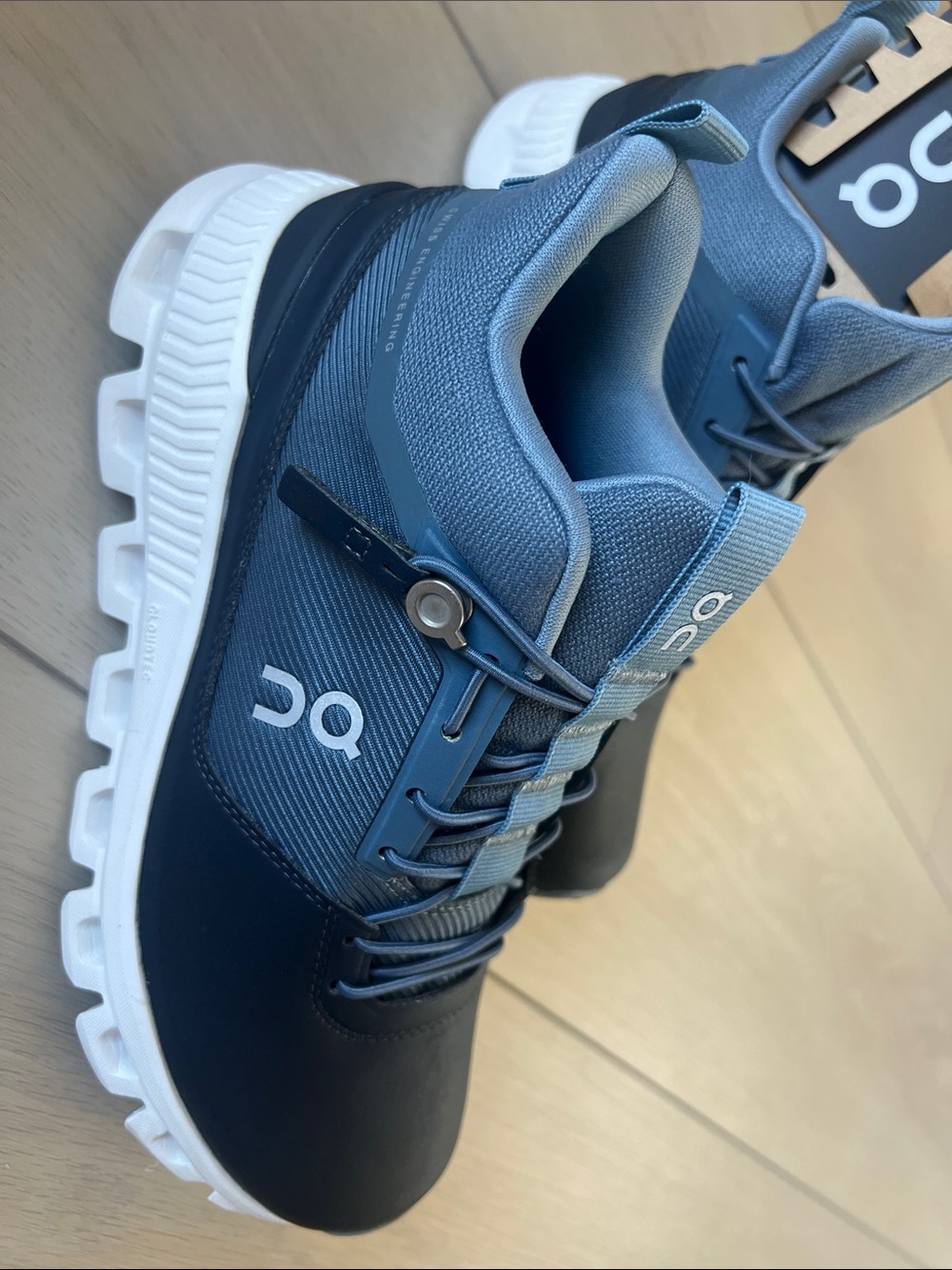 On Running Women’s Cloud Hi Waterproof Shoes in Blue and Black - Picture 3 of 4